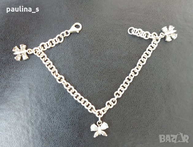 Масивна сребърна гривна с пеперуди / проба 925 