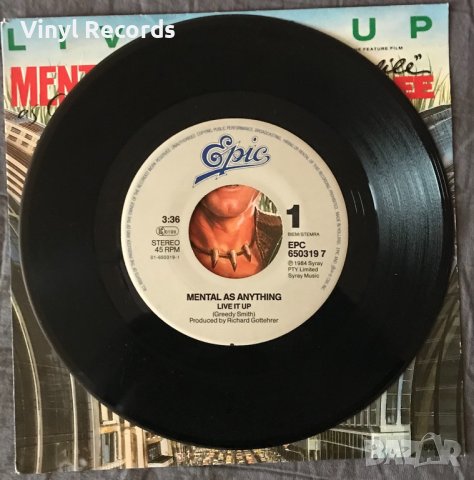 Mental As Anything – Live It Up, Vinyl 7", 45 RPM, Single, Reissue, Stereo, снимка 2 - Грамофонни плочи - 43392262