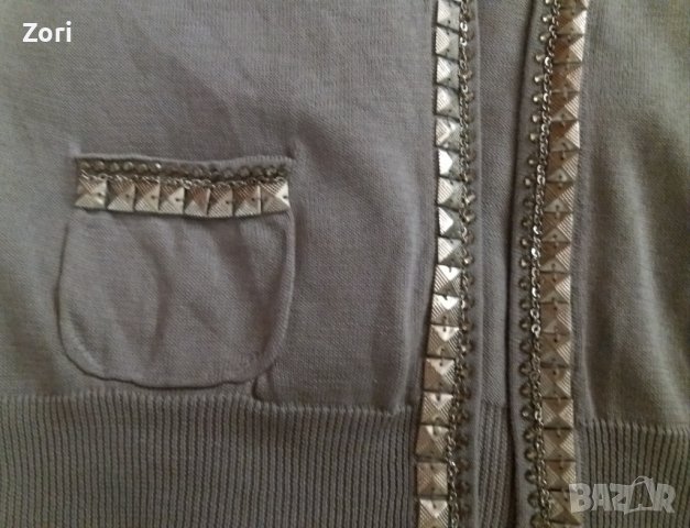 КРАСИВА тънка жилетка в цвят капучино с метални украшения и камъчета , снимка 2 - Жилетки - 38510825