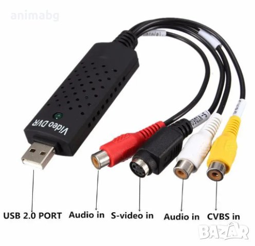 ANIMABG Видео рекордер (EasyCAP) USB 2.0 за запис на аналогов аудио видео сигнал на компютър PAL NTS, снимка 4 - Други - 44059708