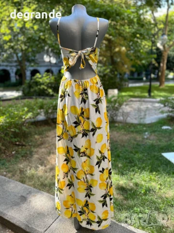 Дълга рокля с ефектен гръб Червена и Жълта, снимка 5 - Рокли - 51099510