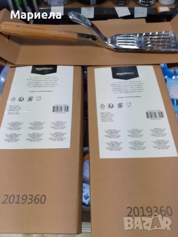 Amazon Basics 2 в 1 шпатула и щипка за барбекю с бамбукова дръжка, снимка 7 - Прибори за хранене, готвене и сервиране - 39302922