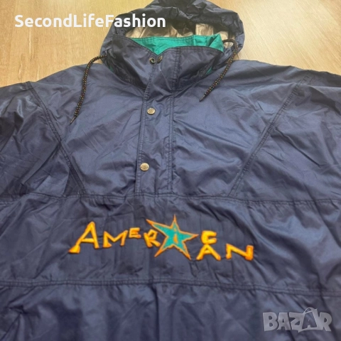 Мъжко яке ветровка Team American с 1/2 цип и качулка размер M, снимка 5 - Якета - 52469727
