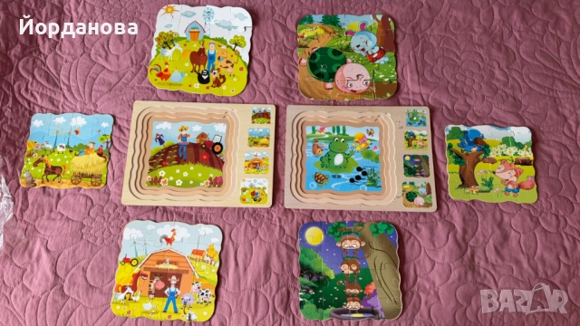 2 бр. пъзели 3 в 1 и дървен пъзел Конче