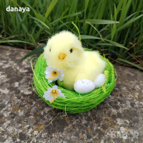 4614 Великденска украса Пухкави пиленца в гнездо, снимка 2 - Декорация за дома - 44861911