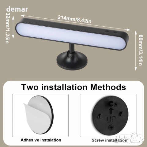 Speclux LED стенна лампа с батерия 7500mAh, 15 RGB цвята, въртене на 360°, (1 брой, черна), снимка 3 - Лед осветление - 51418641