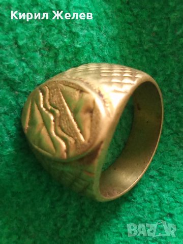 СТИЛНО ОРНАМЕНТИРАН СТАР ПОЗЛАТЕН Бронзов ПРЪСТЕН РЪЧНА ИЗРАБОТКА 2662, снимка 6 - Антикварни и старинни предмети - 33370100