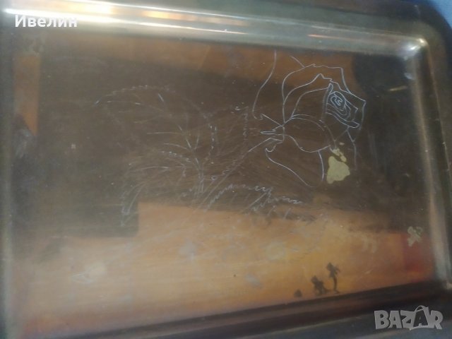 позлатена месингова табла,поднос арт деко, снимка 2 - Антикварни и старинни предмети - 32820689