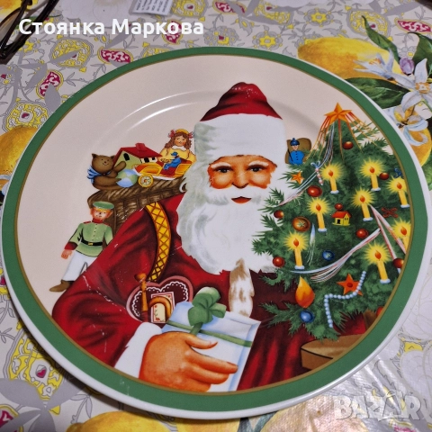 Големи Коледни керамични чинии, снимка 3 - Чинии - 52583113