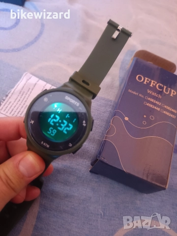 OFFCUP Мъжки дигитален часовник с хронограф със силиконова каишка LED осветление – зелен НОВ, снимка 3 - Мъжки - 52946771