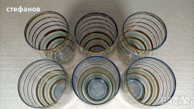 Разкошни ретро водни чаши, златни кантове, матирани кантове, 6 бр, снимка 3 - Чаши - 52464801