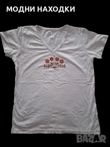 Дамска Бяла Тениска с Българската шевица, снимка 1