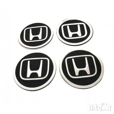 Метални стикери за капачки на джанти или тасове HONDA – 60 мм (Комплект 4 броя)