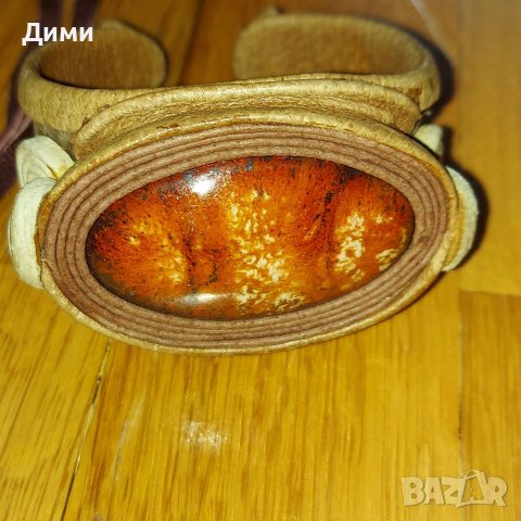 Гривна и колие от естествена кожа и естествен камък, снимка 4 - Гривни - 40449925
