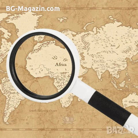 Мощна увеличителна ръчна лупа с дръжка 6X увеличение за четене на книги деца голяма стъклена , снимка 8 - Други инструменти - 50920230