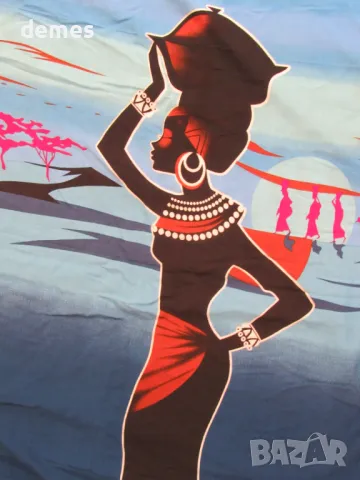 Класически етиопски шал син цвят с щампа-GABI, снимка 7 - Колекции - 50099183