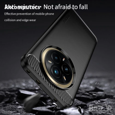 Realme 14 Pro+ 5G Удароустойчив MOFI Carbon Fiber Калъф и Протектор, снимка 4 - Калъфи, кейсове - 50937859