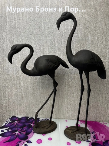 Уникален Комплект 2 бр. БРОНЗОВИ Фламинго – 1 Метър / 17 кг – Масивна Пластика