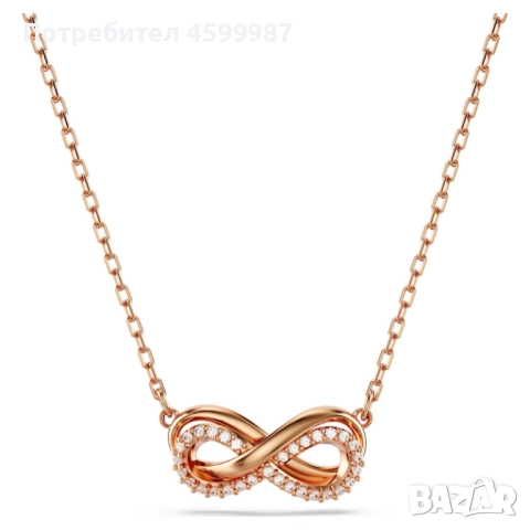 Колие Swarovski позлатено розово злато и цирконий, снимка 3 - Колиета, медальони, синджири - 51778273