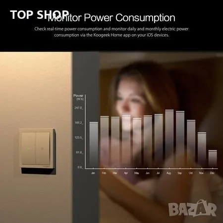 Smart Ключ за лампа Koogeek KH02CN, С два превключвателя, Wifi, Apple Homekit, снимка 6 - Друга електроника - 48732218