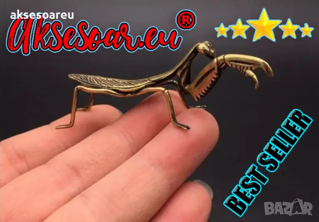 Декоративна антична колекционерска медна статуя на богомолка масивна ръчна изработка антични колекци, снимка 9 - Декорация за дома - 47376158