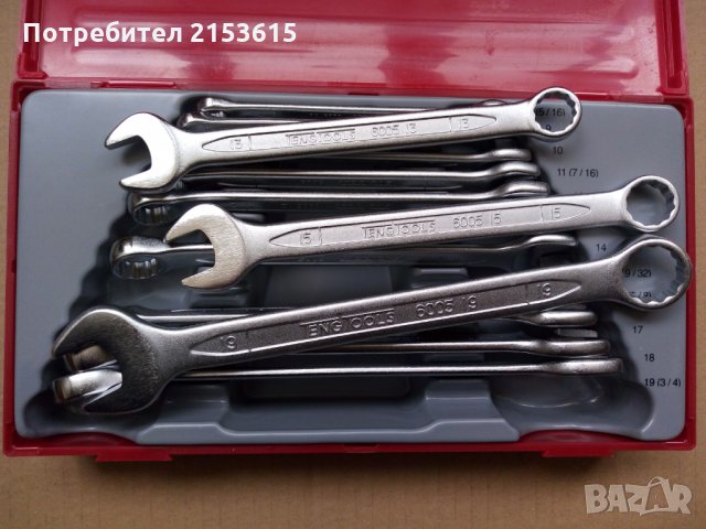 Teng Tools 12 броя Гаечни ключове комплект  8-19мм, снимка 4 - Ключове - 27618615