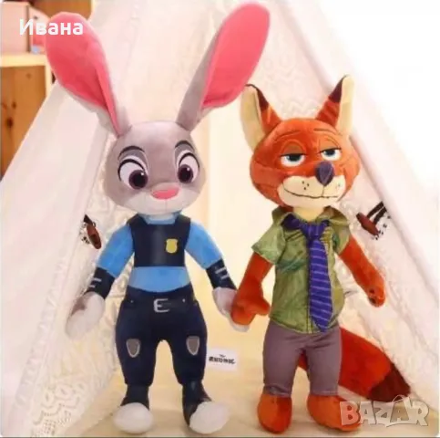 Плюшена играчка Зоотрополис Zootopia Джуди Хопс и Ник Уайлд 42см