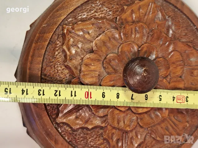 дървена кръгла  кутия дърворезба 24/4, снимка 6 - Декорация за дома - 49525216