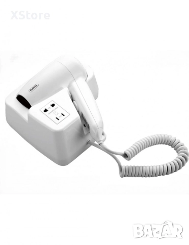 Стенен сешоар за хотели, 1300W, 2 скорости, с изход за самобръсначки, снимка 3 - Сешоари - 52593394