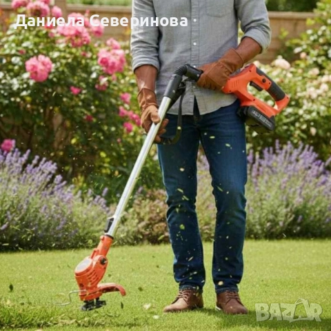 Телескопичен акумулаторен тример за трева 48V с две батерии – мощен, лек и без кабели, снимка 6 - Друга електроника - 52202417