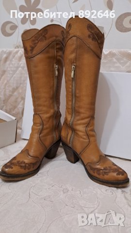 Дамски ботуши естествена кожа цвят камел 38 номер, снимка 6 - Дамски ботуши - 43675482