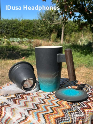 Голяма керамична чаша с филтър за кафе или чай