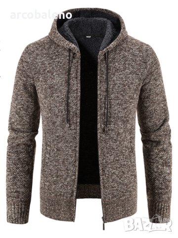 Ежедневно мъжко плетено яке с качулка и цип, 5цвята, снимка 10 - Якета - 43563868