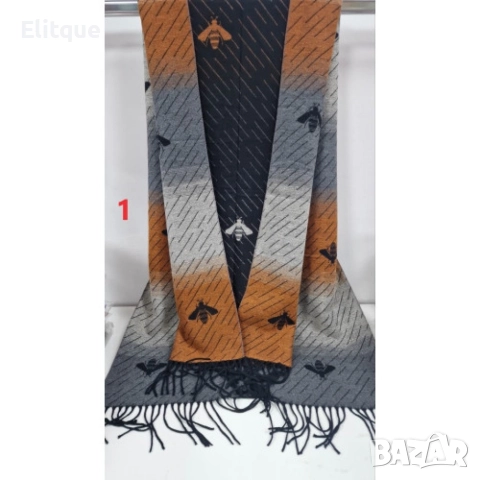 Кашмирен шал на пчели уникален дизайн две лица, снимка 6 - Шалове - 52896291