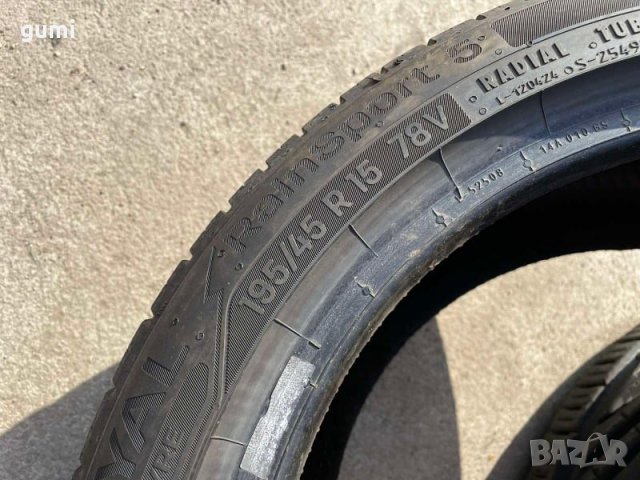 2бр. летни гуми 195/45/15 UNIROYAL, H254, снимка 4 - Гуми и джанти - 36589716