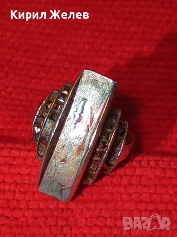 СТАР СРЕБЪРЕН АРТ ПРЪСТЕН СРЕБРО 925 с МАРКАЗИТИ 27560, снимка 4 - Пръстени - 36776617