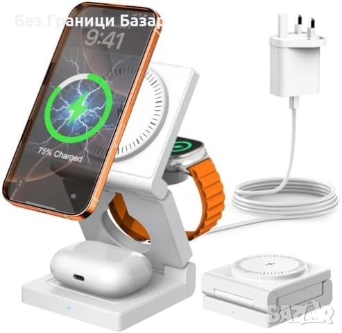 Нова 3 в 1 магнитна безжична станция 15W за iPhone Watch AirPods Айфон Слушалки Часовник