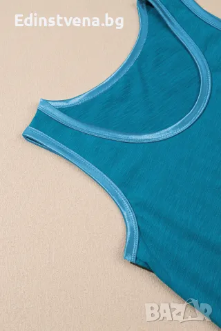 Дамски син потник със свободна кройка и сатенен кант, снимка 6 - Потници - 50093763