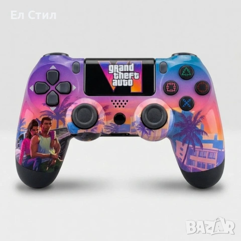 Безжичен джойстик за PS4 с тъчпад, вибрация и LED осветление – FC25 / GTA дизайн, снимка 10 - Джойстици и геймпадове - 53573730