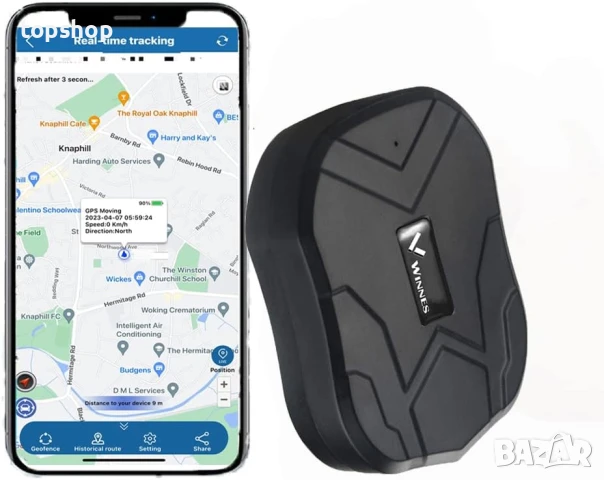 Нов Тракер Techstar TK905 GPS, LBS + GPS местоположение, Микрофон, SIM, 6-месечна история на данните