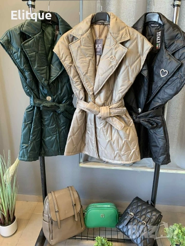 дамски елек с колан и брошка