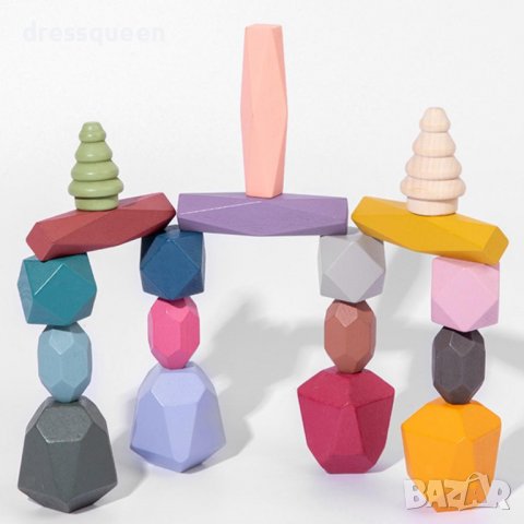3607 Игра с дървени цветни камъчета за баланс, снимка 10 - Други стоки за дома - 37485079