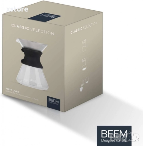 Стъклена кана с метален филтър BEEM Classic Selection Pour Over (до 6 чаши), снимка 6 - Други - 52697652