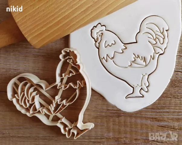 Кокошка Петел Пиле пластмасов резец форма фондан тесто бисквитки, снимка 3 - Форми - 49186108