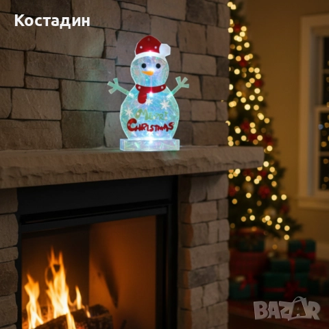 LED светещ снежен човек Merry Christmas, снимка 2 - Други - 52292225