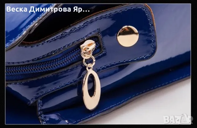 Комплект от 3 бр. лачени дамски чанти в различен размер, снимка 3 - Чанти - 49394361