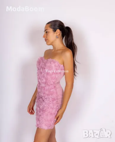 Къса розова дамска рокля , снимка 3 - Рокли - 48077821