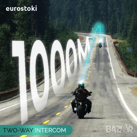 SWAREY Мотоциклетен интерком, 2-посочен 1000M мотоциклетен интерком със споделяне на музика, снимка 2 - Аксесоари и консумативи - 51083994