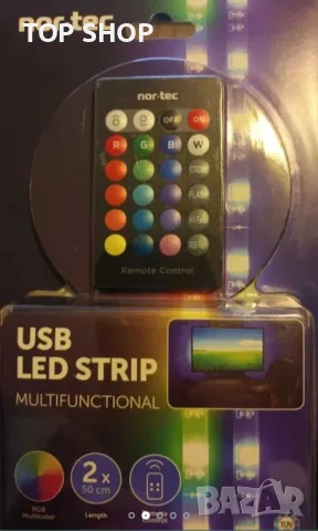 USB LED лента Nor-Tec 2бр 50 см, снимка 2 - Лед осветление - 48934437
