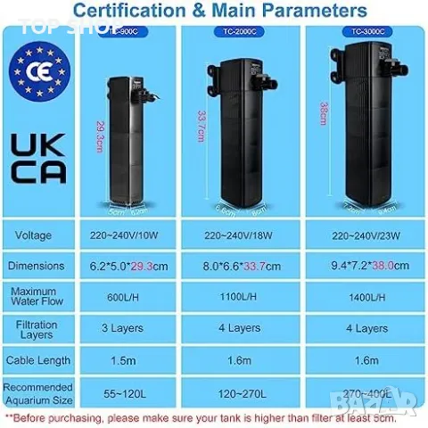 Нов Вътрешен филтър за аквариум с 3-степенна филтрация/10W, снимка 5 - Аквариуми - 49426134